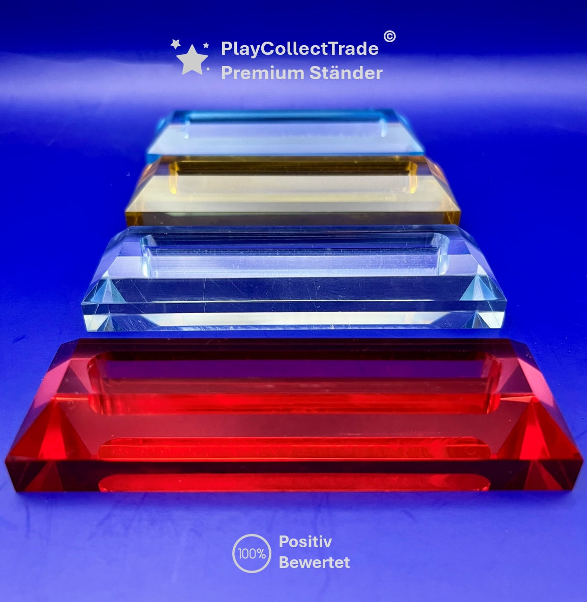 Acryl "PlayCollectTrade" Größe: Farbiger Ständer